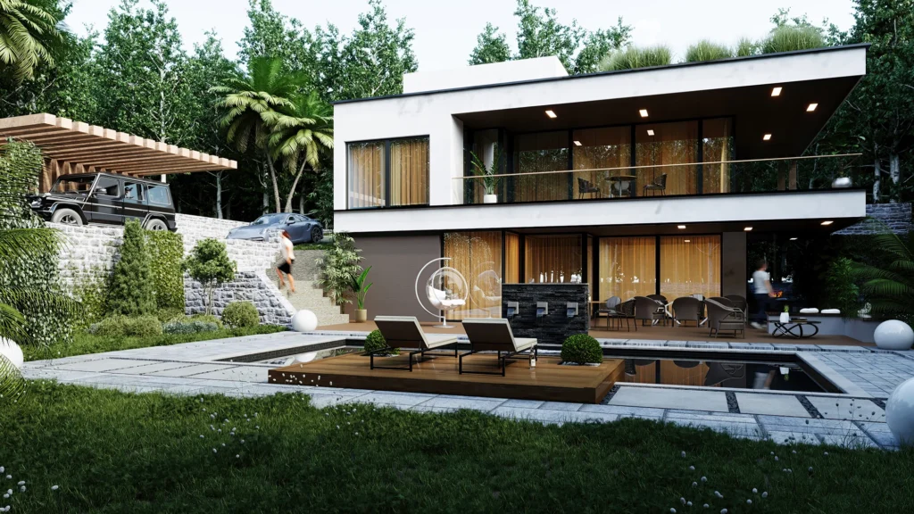 3D mimari görselleştirme - villa render